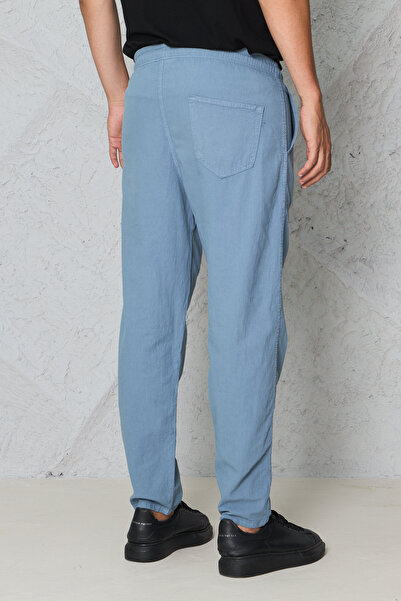 blayn jeans Men's Ice Blue Jogger Pants with Elastic Waist and Laces, 100% Co...