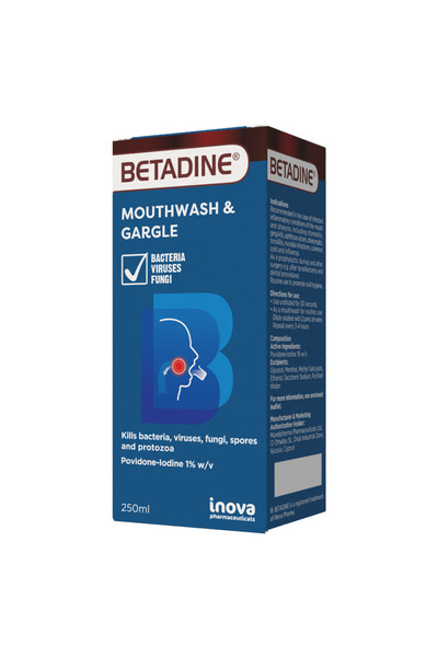 BETADINE 1% Povidone Iodine Mouthwash, 250ml