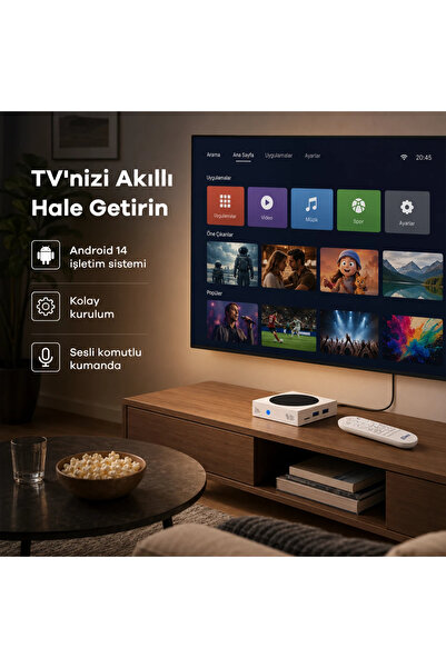 Mini More 8K - Android 14 - TV Kutusu 4GB 64GB, Wi-Fi 6 Akıllı Medya Oynatıcı...
