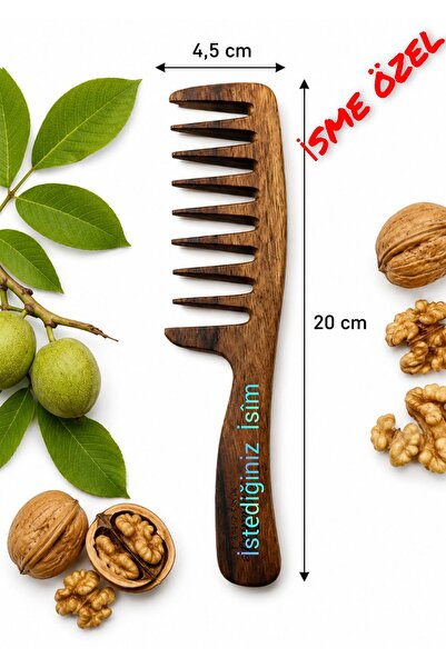 MadameNatural مشط ذو فتحة واسعة مصنوع يدويًا بنسبة 100% (لا يسبب احتكاكًا) (خ...