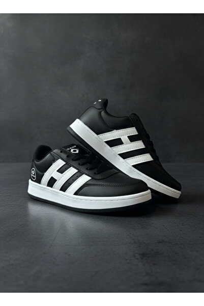 Nubbock Vintage Look Black and White Lace-Up Sneakers Nk4158