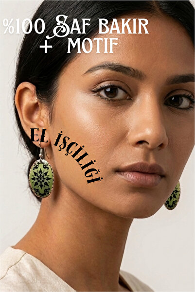 Store Handmade Bohemian Earrings with Copper Green Star Motif