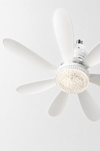 Beyhekim Hırdavat Kristal LED Tavan Vantilatörü Kumandalı E27 Duy – 3 Kademel...