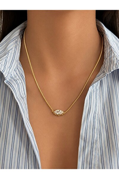 h&b design jewel Çelik Mekik Taşlı Kolye