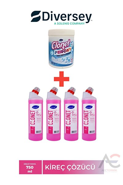 Diversey CLONET Extra 4 Adet Banyo Temizleyici + 1 Adet Beyazlar için Leke Çı...