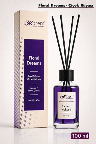 EXXTREM Floral Dreams Çiçek Rüyası Bambu Çubuklu Ortam Oda Kokusu 100 ml Reed...