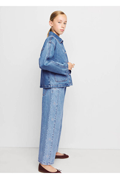MANGO Kids Wideleg zımbalı jean pantolon