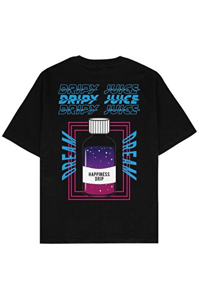 Adrift Tricou unisex supradimensionat Dripy Juice negru