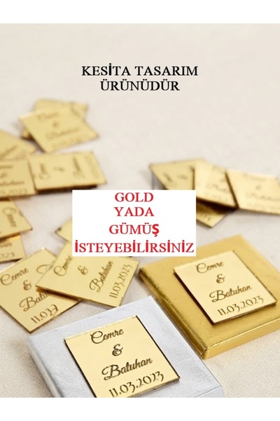 Genel Markalar Kişiye Özel 50 Adet Kare Söz,Nişan,Nikah Çikolatası Üzerine Go...