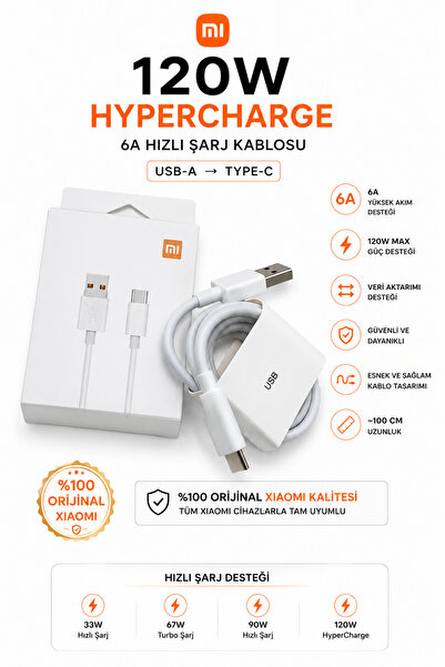 xımıx Xiaomi Turbo Hızlı Şarj Kablosu 6A Type-c 120W 90W 67W 33W Destekli %10...