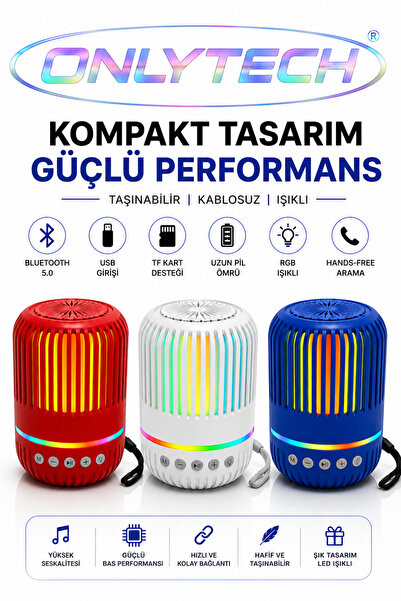 OnlyTech Kaliteli Rgb şıklı Bluetooth Speaker Taşınabilir Ses Bombası Yüksek ...