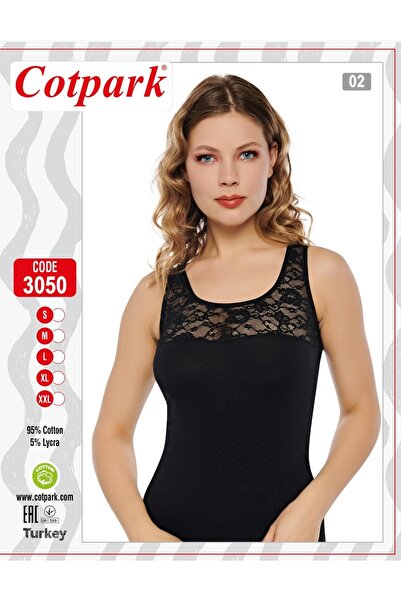 Cotpark Women's 95% Cotton Lycra Lace Detailed Stylish Tank Top with Straps 3...