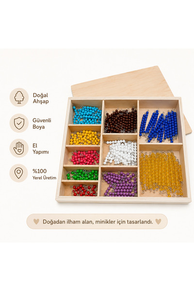 Montessori Gemisi Montessori 55’li Set Boncuk Kutusu | Matematik Boncuk Mater...