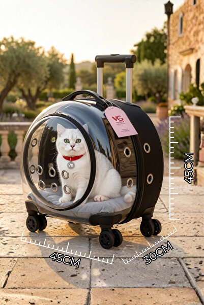 VİGİ STORE VG Premium XL Çekçekli Kedi Taşıma Valizi | Şeffaf Astronot Kedi &...