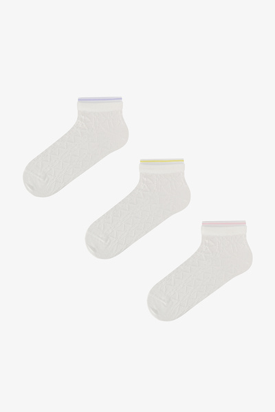 Penti 3 Paar nahtlose, selbstgemusterte Baumwollsocken mit Knöcheldetail