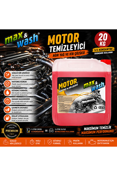 Max&Wash 20 KG Motor Temizleyici | 1/3 Konsantre Ağır Yağ ve Kir Çözücü | Pro...