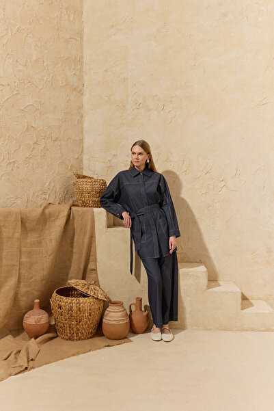 Aker Navy Blue Washed Denim Tunic