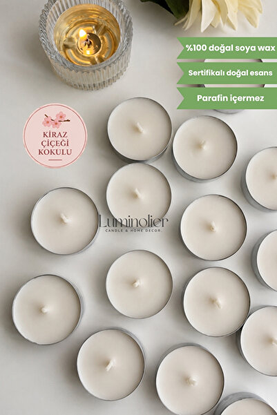 Luminolier 10 Adet Japon Kiraz Çiçeği Kokulu Tealight Soya Mum – %100 Doğal, ...