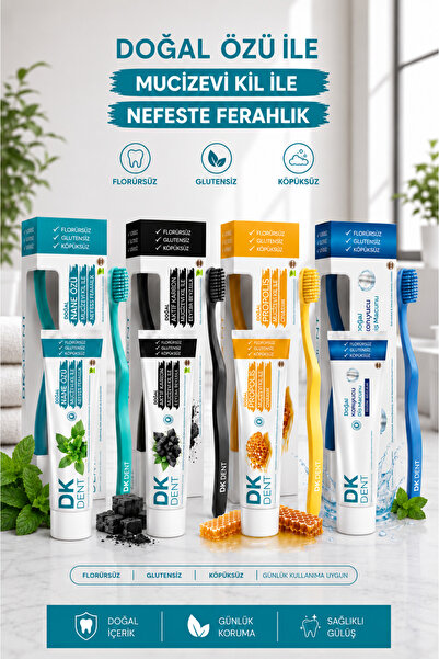 Dermokil Dk Dent Classic-Mint-Propolis-Activated Carbon Fluoride-Free Toothpa...