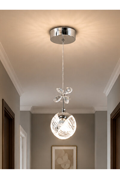 EY-EL TASARIM TEKLİ PERLA KROM 3 RENK MODLU KRİSTAL TAŞLI LEDLİ SARKIT AVİZE