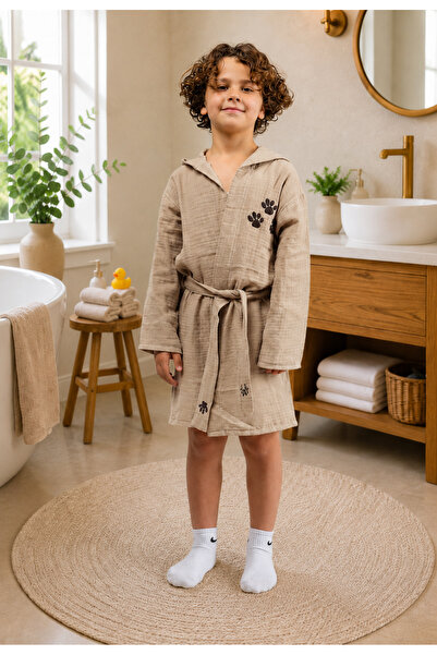 Mummys Love Girl Boy Baby Kids Bathrobe Muslin Fabric Soft Bathrobe with Belt
