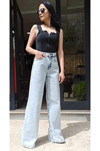 BROSERER Fayliin Blue Snow Wash Loose Palazzo širokih nogavica jeans Power Li...