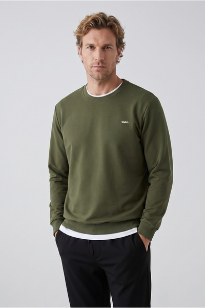 Kiğılı Crew Neck Regular Fit Embroidered Basic Thin Sweatshirt