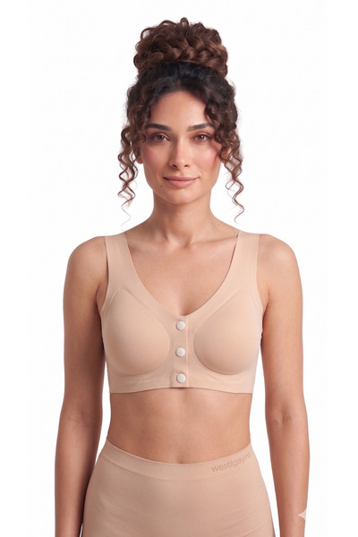 westicgiyim Laser Cut Seamless Underwire-Free Bra with Front Snap Pads