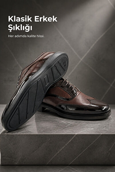 PATRICK CASSA Men's Genuine Leather Classic Lace-Up Casual Shoes