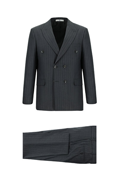 Kiğılı 6 Drop Regular Fit Standard Cut Wool Striped Double Breasted Suit