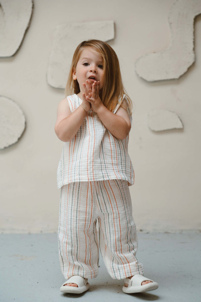 OhlalaKoala Orange-Green Striped Tank Top and Pants Set