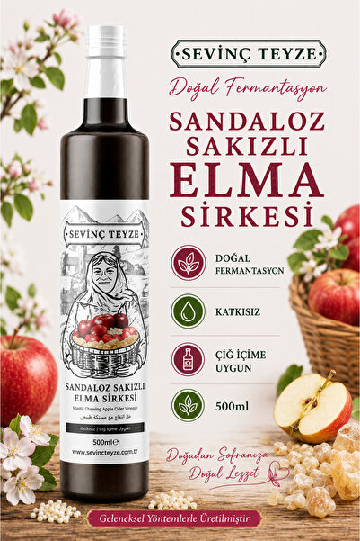 Organik Teyze Sevinç Teyze Sandaloz Sakızlı Elma Sirkesi 500ml - Doğal Ferman...