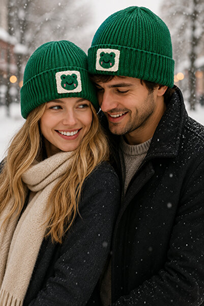 byebruketenci Green Frog Beret Wool Luxury Beret Frog Punch Valentine's Day, ...