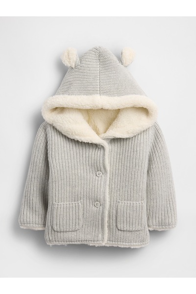 GAP Bebek Gri Sherpa Astarlı Yün Ceket
