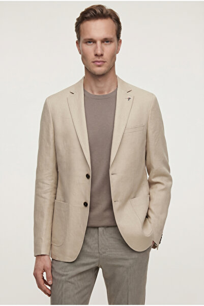 Tween Slim Fit Bej %100 Keten Kumaş Ceket