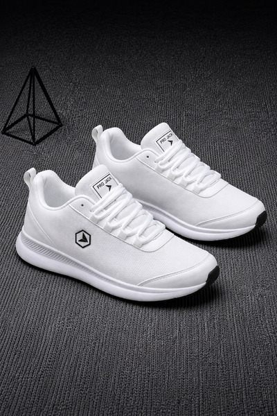 PRO JACK Beyaz Siyah Bağcıklı Sneaker Koşu Yürüyüş Erkek Spor Ayakkabı