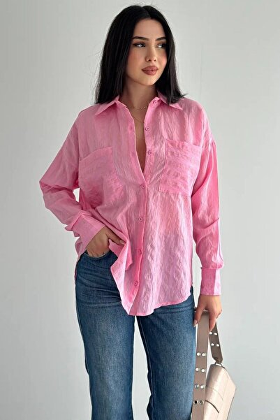 Noa&Noa Couple Pocketed Striped Shirt-Pink Pink