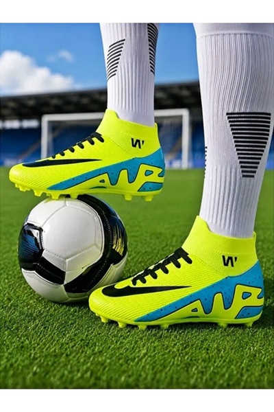 Walked Yetişkin Erkek Çocuk Çivili Dişli Krampon halı Saha Sarı Futbol Spor A...