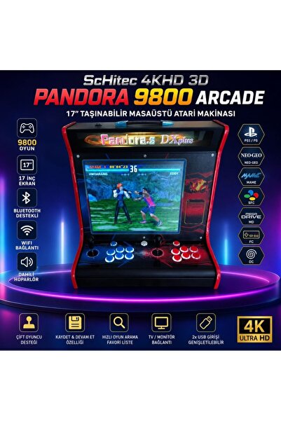 schitec 4KHD 3D Pandora 9800 Arcade Oyunlu Taşınabilir Pandora Masaüstü Kabin...