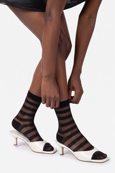 Katia&Bony Women's stripe pattern thin socket socks black