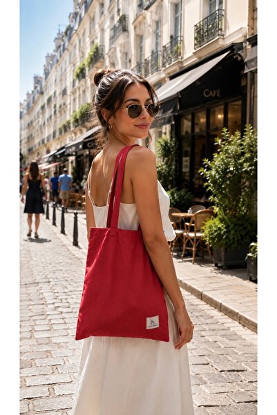 Gleam Atelier Orta Boy Ince Bez Çanta, 35*40 Cm, Kırmızı