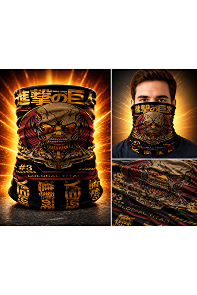 FG KONNİCHİWA Attack on Titan Bandana Anime Face Mask and Neck Gaiter and Dai...