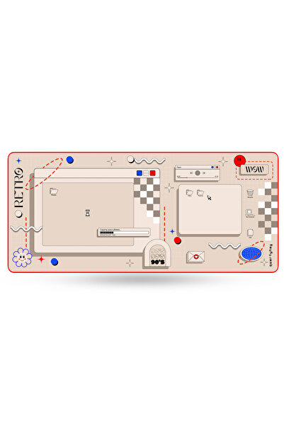 QwertyKey Covoraș de birou/mousepad retro, impermeabil, cu margini cusute, gr...