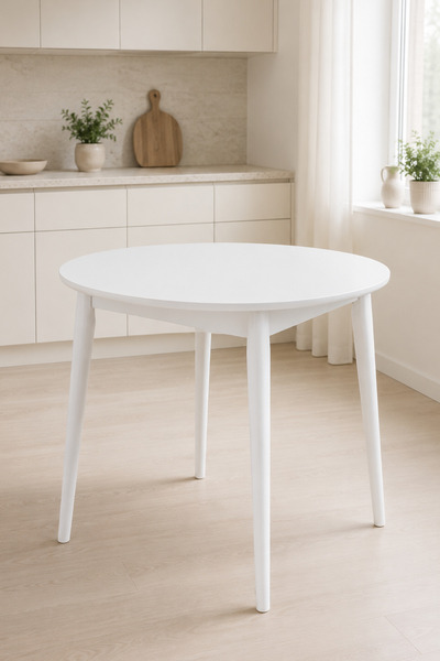 VİLİNZE Avanos Yuvarlak Beyaz Sabit Mutfak Masası - Q90 Cm