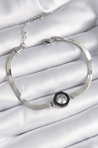 Inure Jewelry 316L Steel Silver Color Zircon Stone Italian Chain Model Women'...
