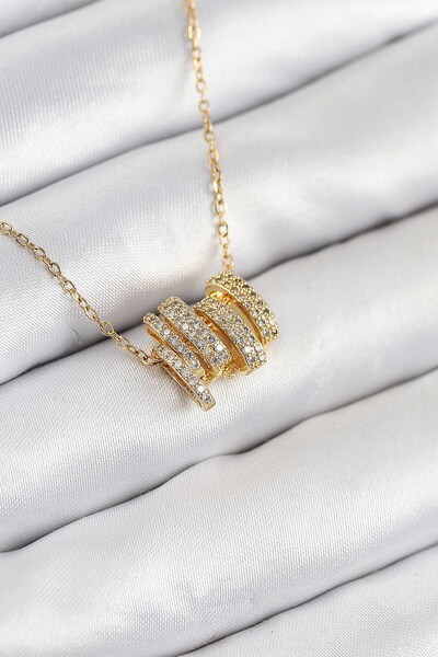 Inure Jewelry قلادة نسائية من الفولاذ 316L مرصعة بحجر الزركون بتصميم حلزوني ذ...