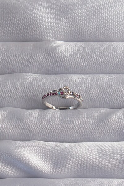 Inure Jewelry Brass Silver Color Colored Zircon Stone Adjustable Ring