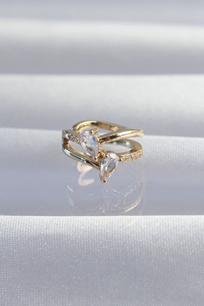 Inure Jewelry Brass Gold Color Zircon Jewelled Drop Earcuff Earrings