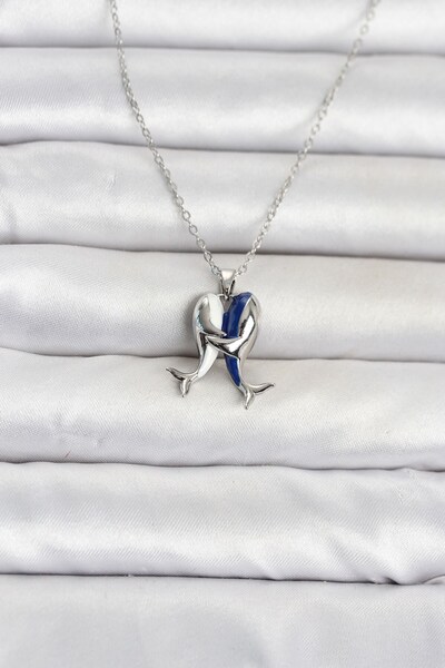 Inure Jewelry سلسلة فولاذية 316L فضية اللون على شكل دولفين للنساء