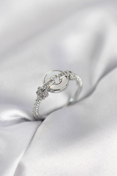 Inure Jewelry Silver Color Circle Form and Zircon Stone Women's Ring